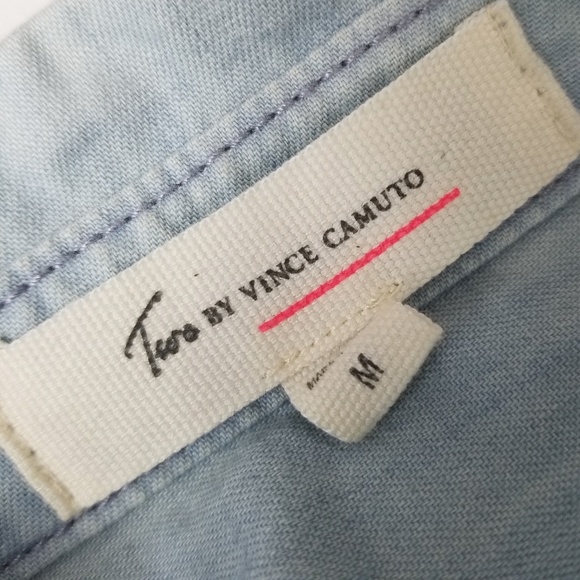 Two By Vince Camuto Chambray Button Down Blouse M - Picture 5 of 6